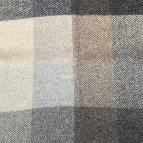 Italian Woolen Treasures Wool Scarf Shawl Pure Lambswool Brown Grey Check Unisex - Picture 5 of 8